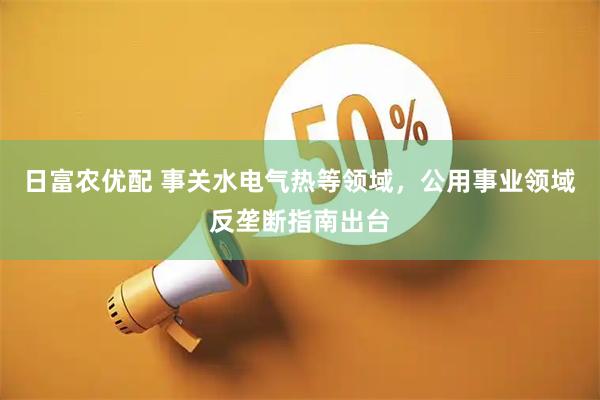 日富农优配 事关水电气热等领域，公用事业领域反垄断指南出台